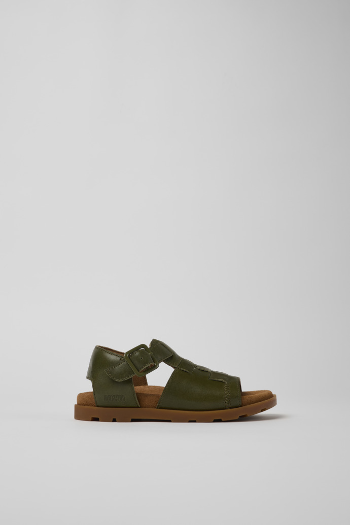 Side view of Brutus Sandal Green Leather Sandal
