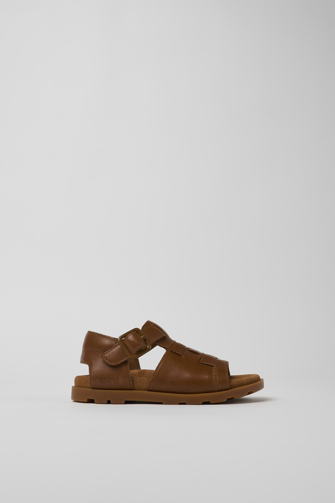 Image of Side view of Brutus Sandal Brown Leather Sandal