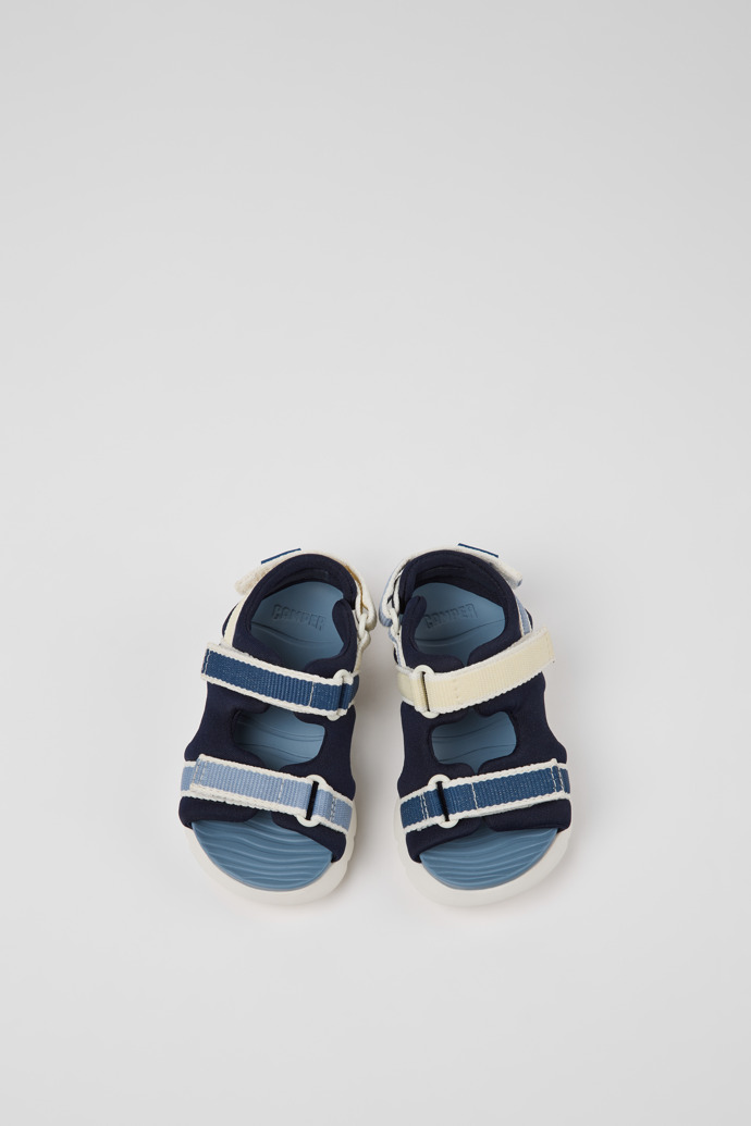Overhead view of Twins Multicolor Textile and Leather Sandals for kids.
