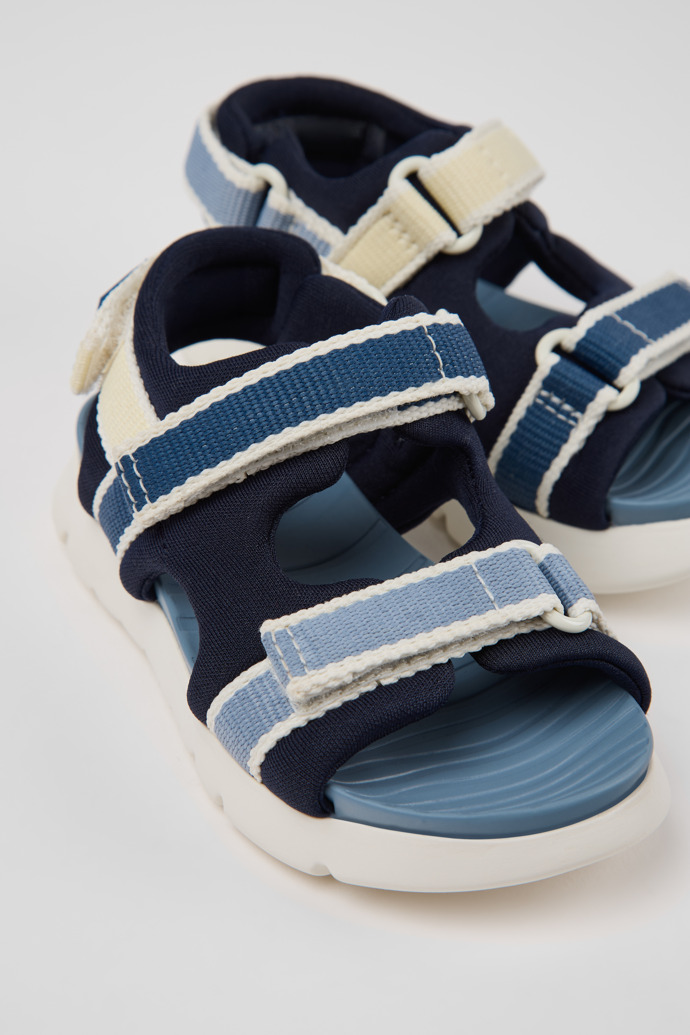 Close-up view of Twins Multicolor Textile and Leather Sandals for kids.