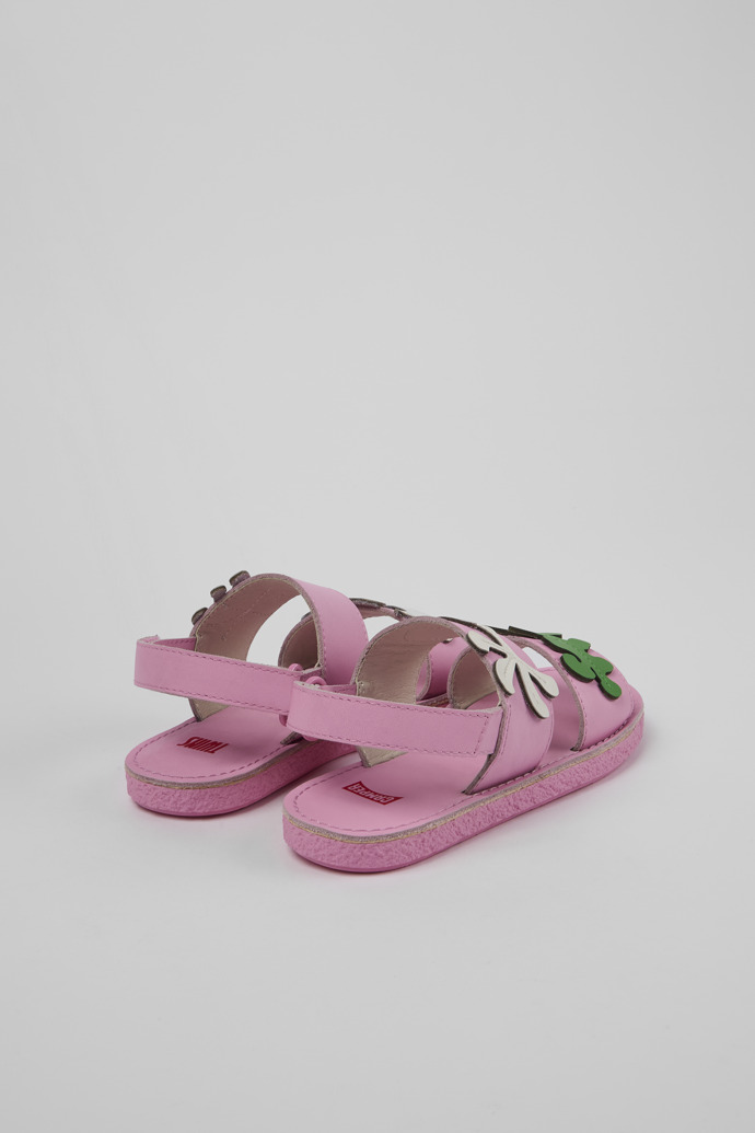 Back view of Twins Pink Leather 2-Strap Sandal