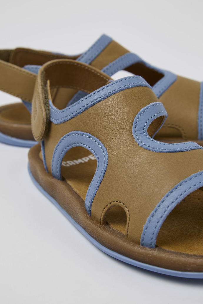 Close-up view of Bicho Brown Leather 2-Strap Sandal