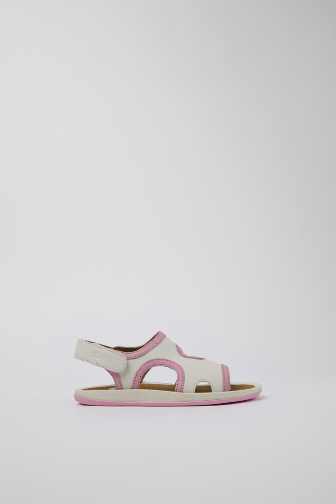 Side view of Bicho White Leather 2-Strap Sandal