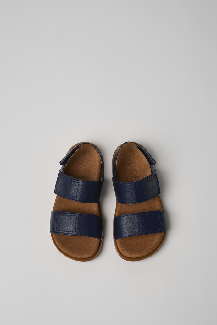 Overhead view of Brutus Sandal Blue Leather 2-Strap Sandal
