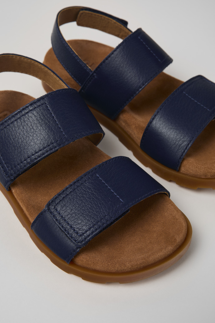 Close-up view of Brutus Sandal Blue Leather 2-Strap Sandal