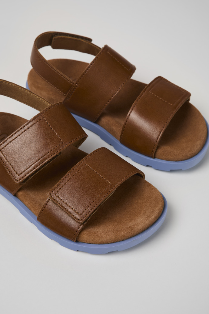 Close-up view of Brutus Sandal Brown Leather 2-Strap Sandal