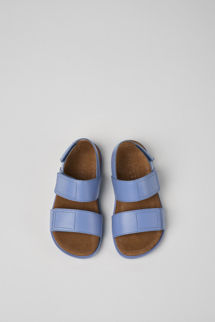 Overhead view of Brutus Sandal Blue Leather 2-Strap Sandal