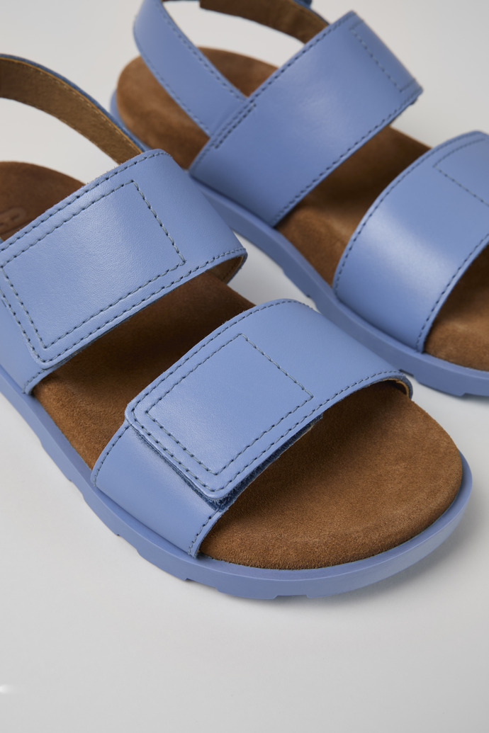 Close-up view of Brutus Sandal Blue Leather 2-Strap Sandal