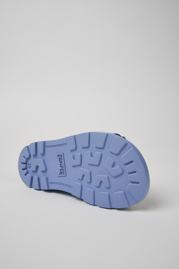 The soles of Brutus Sandal Blue Leather 2-Strap Sandal