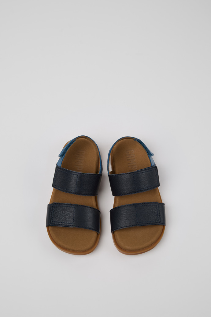 Overhead view of Brutus Sandal Blue Leather Kids' Sandals.