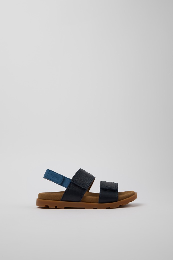 Side view of Brutus Sandal Blue Leather Kids' Sandals.