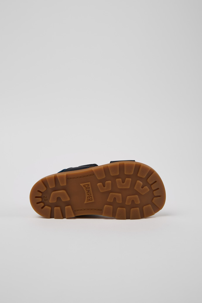 The soles of Brutus Sandal Blue Leather Kids' Sandals.