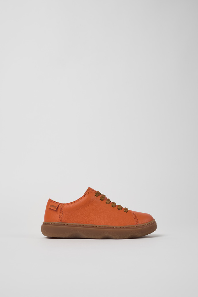 Side view of Kiddo Orange leather shoes for kids