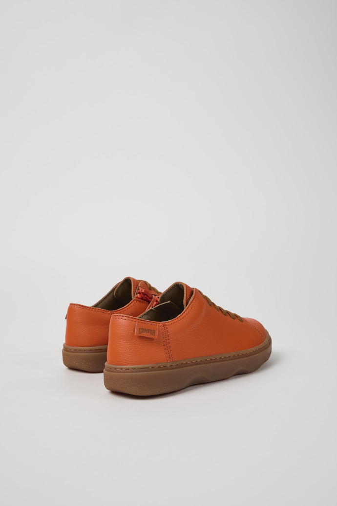 Back view of Kiddo Orange leather shoes for kids