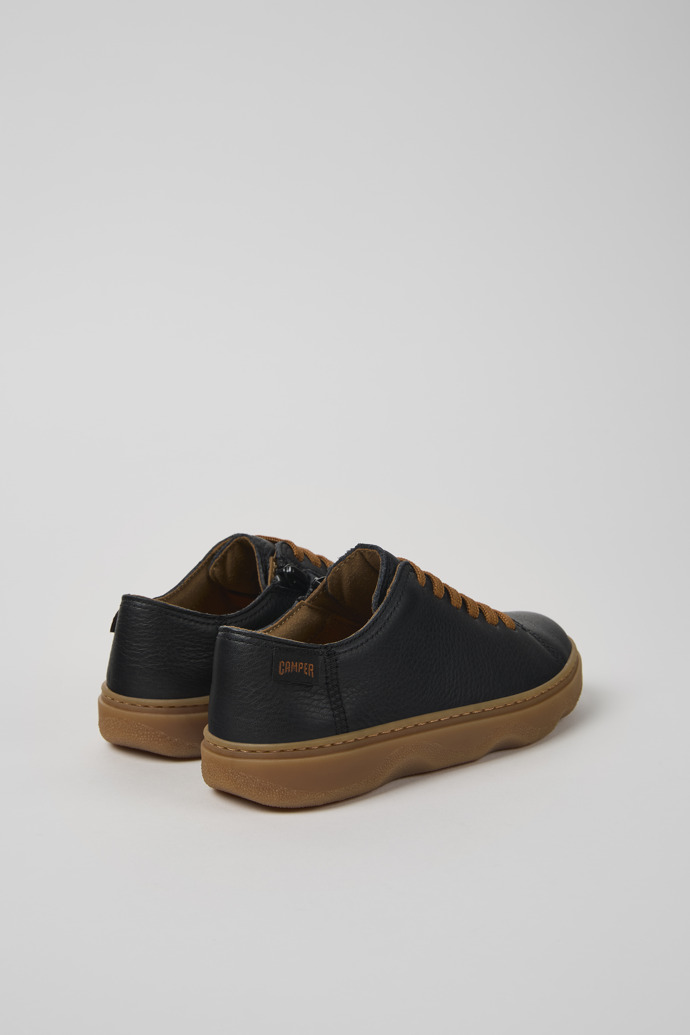 Back view of Kiddo Black leather shoes for kids