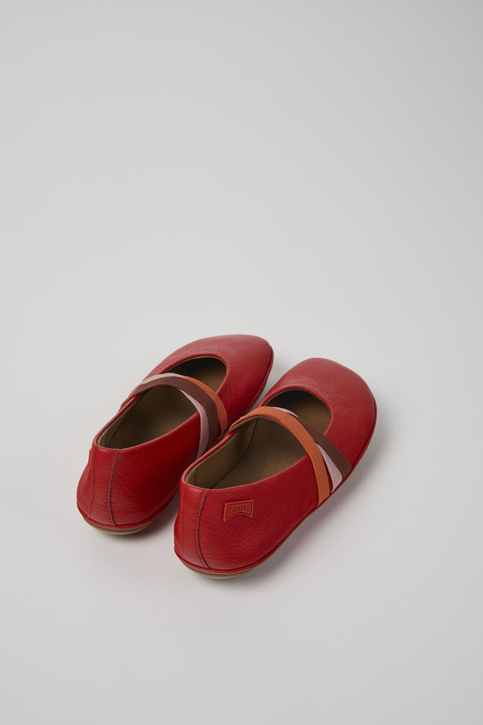 Back view of Twins Red leather ballerinas for kids