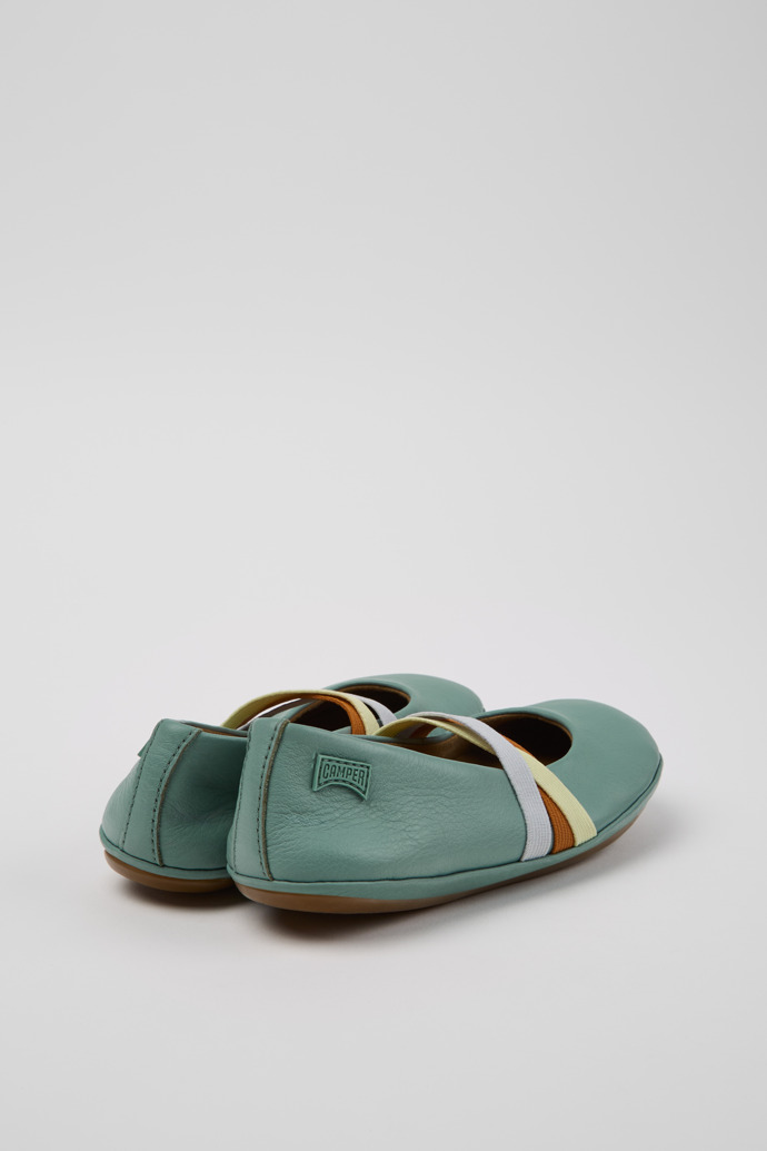 Twins Ballerines en cuir vert pour enfant.