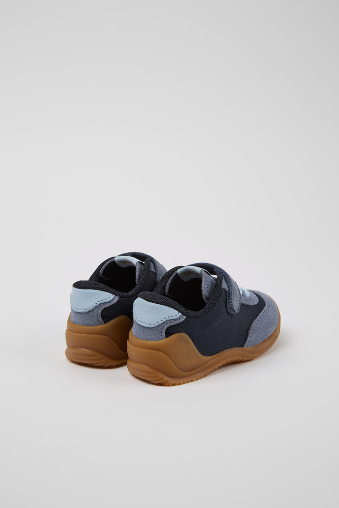 Back view of Dadda Blue textile and nubuck sneakers for kids