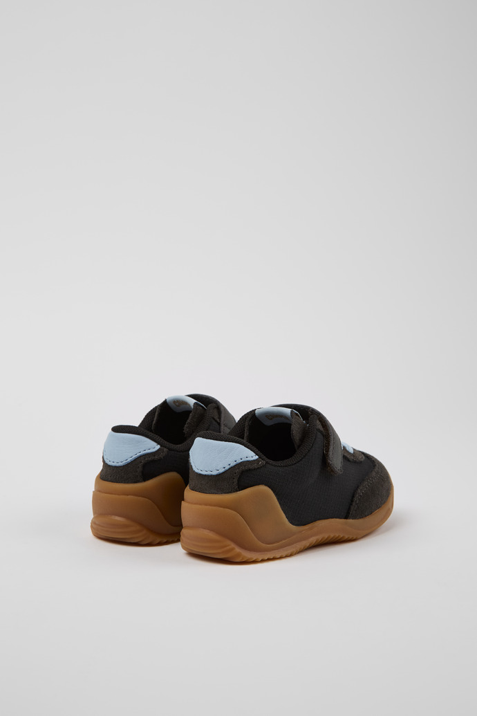 Back view of Dadda Black textile and nubuck sneakers for kids