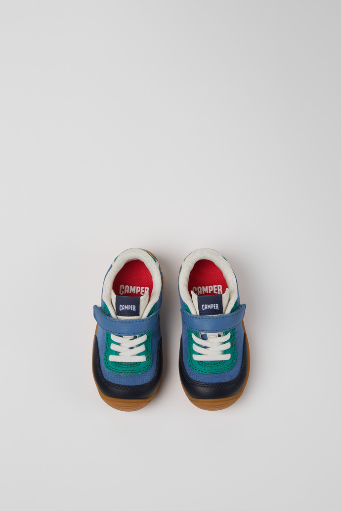 Overhead view of Dadda Multicolor Textile and Leather Sneakers for Kids.