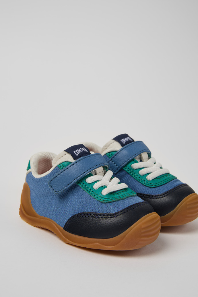 Close-up view of Dadda Multicolor Textile and Leather Sneakers for Kids.