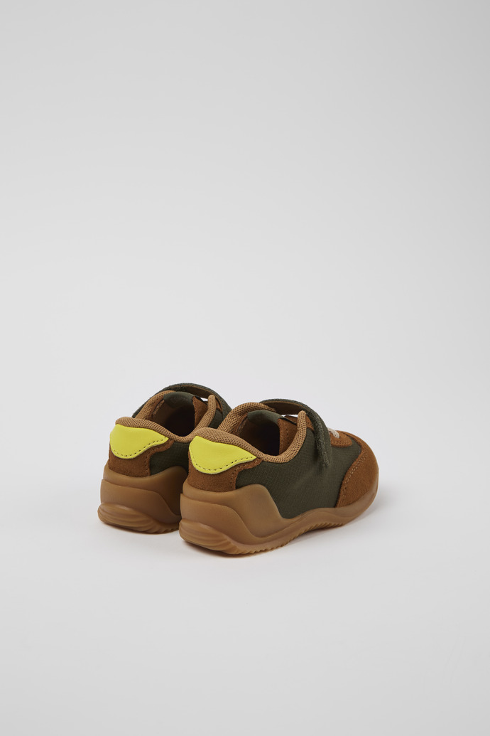 Back view of Dadda Green textile and nubuck sneakers for kids