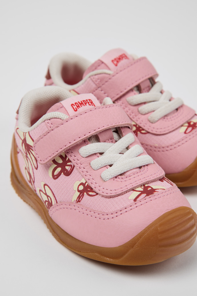 Close-up view of Dadda Multicolor Textile and Leather Sneakers for Kids.