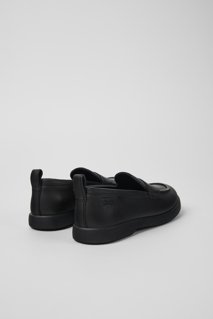 Back view of Duet Black leather shoes for kids