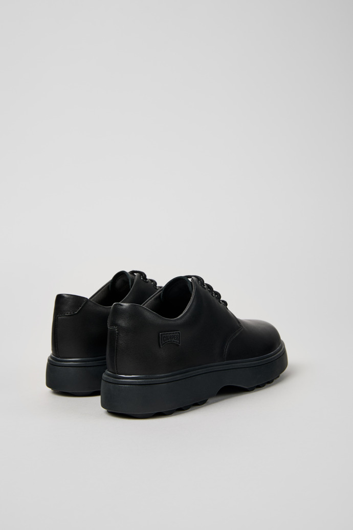 Back view of Norte Black leather lace-up shoes for kids