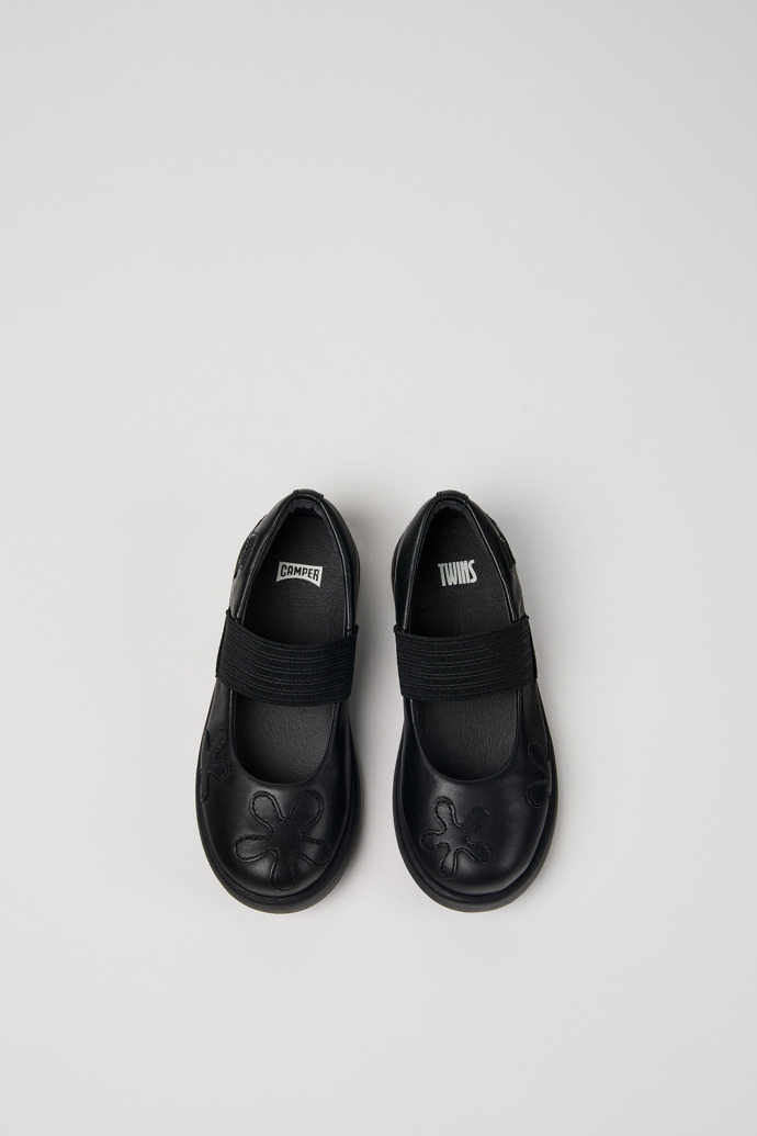 Image of Overhead view of Twins Black leather shoes for kids