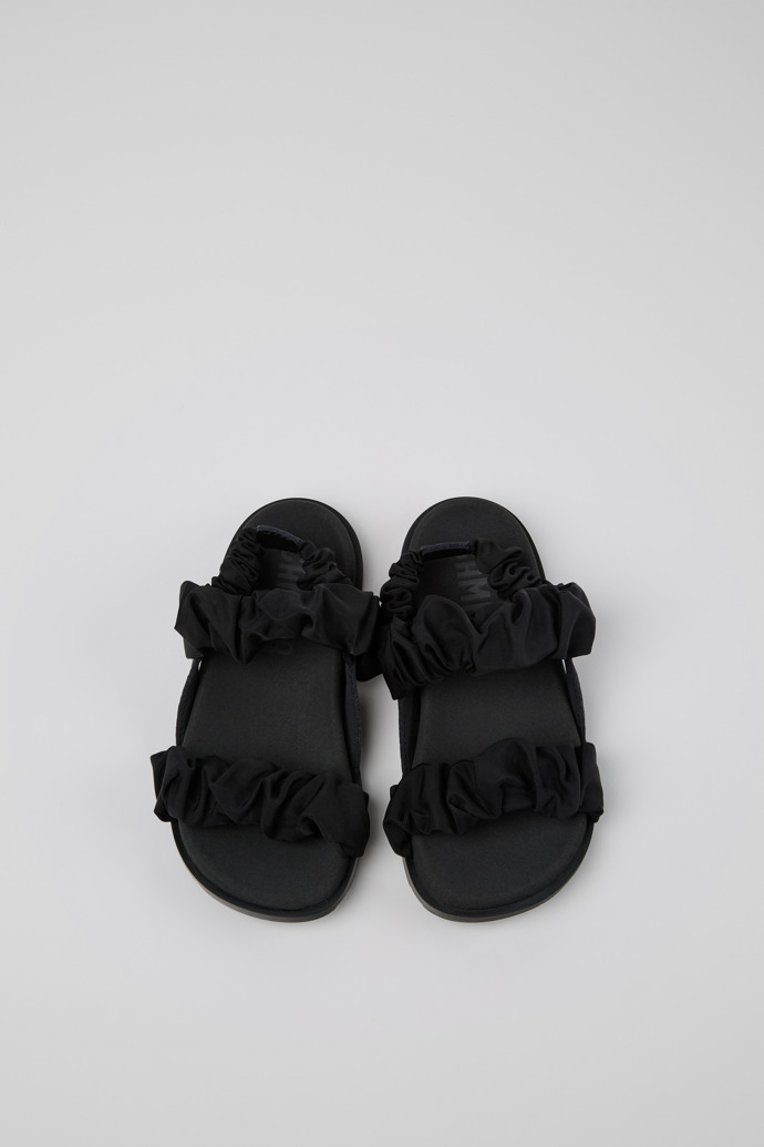 Overhead view of Brutus Sandal Black Leather and Recycled PET Sandals for Kids.