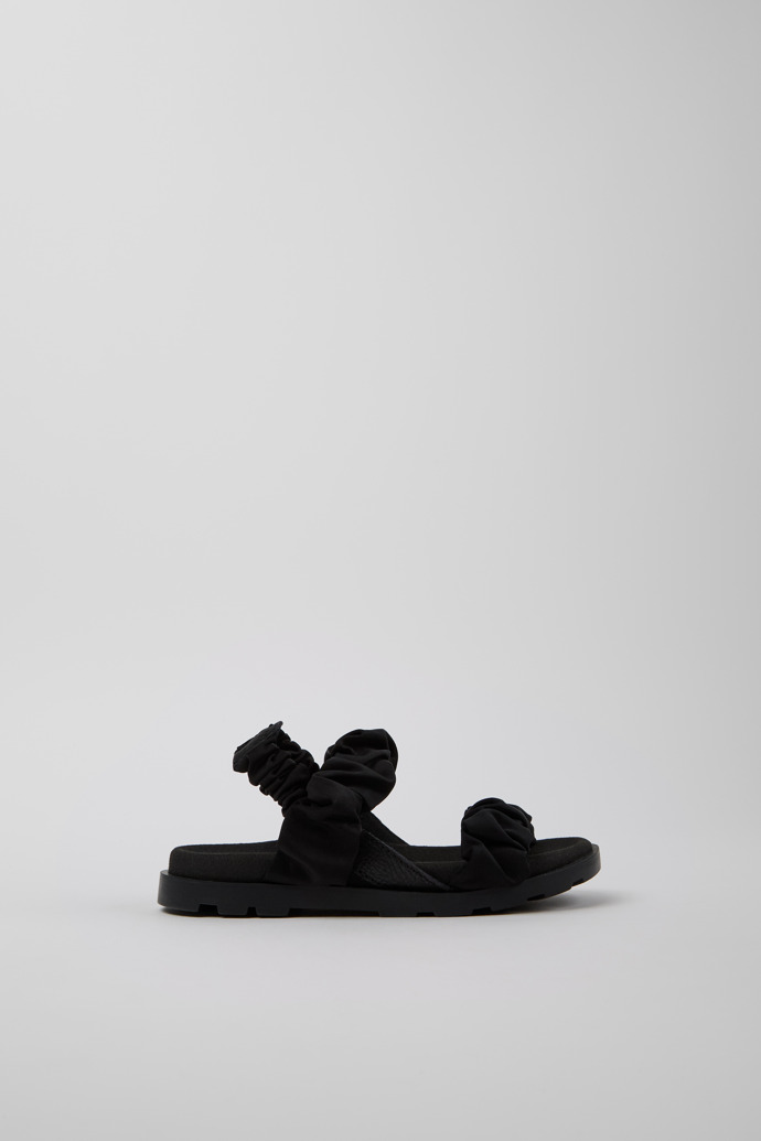 Side view of Brutus Sandal Black Leather and Recycled PET Sandals for Kids.