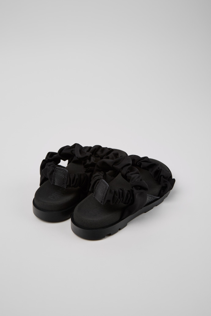 Back view of Brutus Sandal Black Leather and Recycled PET Sandals for Kids.