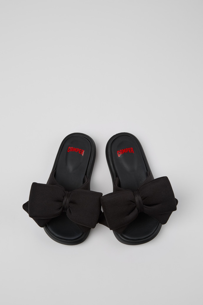 Overhead view of Pelotas Flota Black Recycled PET Sandals for Kids.