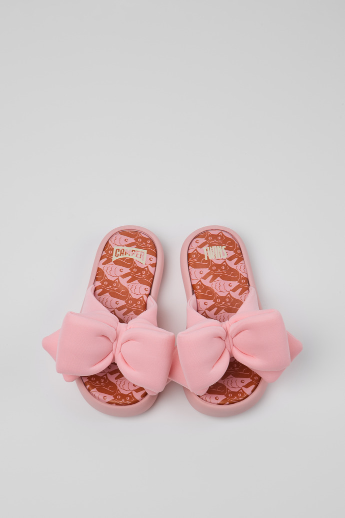 Overhead view of Pelotas Flota Pink Recycled PET Kids' Sandals.