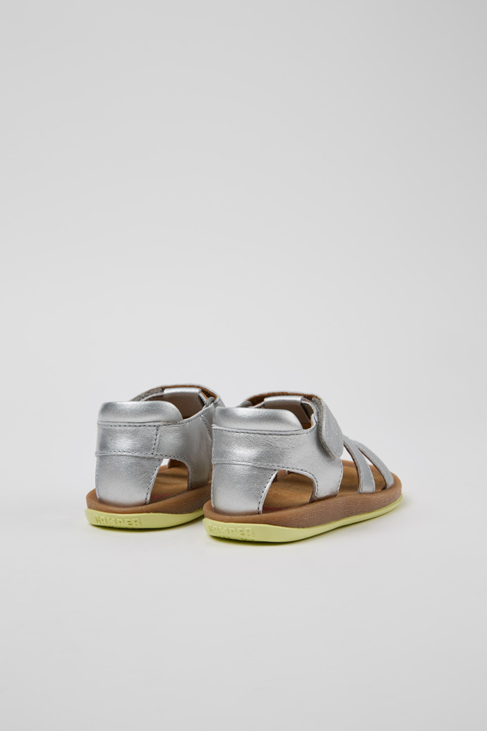 Back view of Bicho Silver Leather Kids' Sandal.