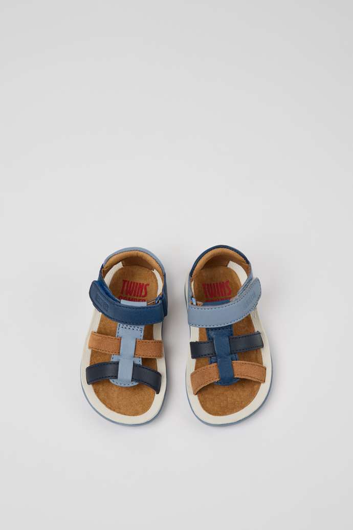 Twins Sandales bleues en cuir et nubuck pour enfants.