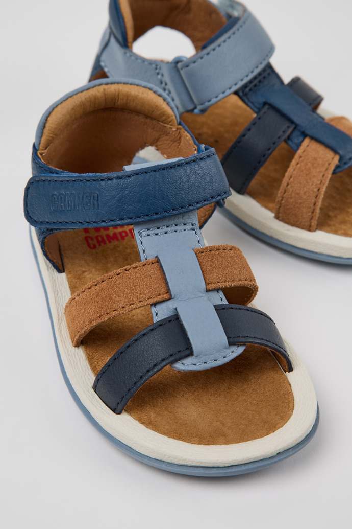 Twins Sandales bleues en cuir et nubuck pour enfants.