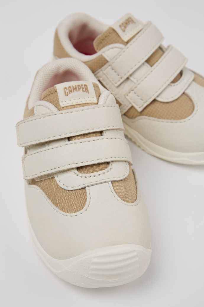 Close-up view of Dadda Multicolor Textile and Leather Sneakers for Kids.