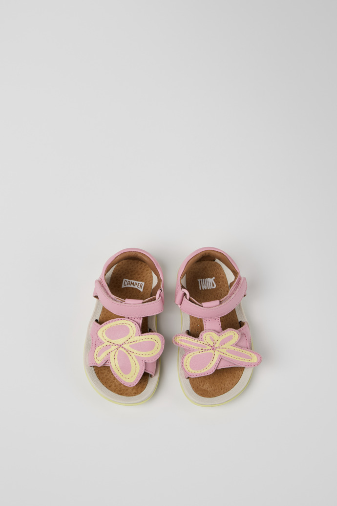 Overhead view of Twins Multicolor Leather Sandals for Kids.