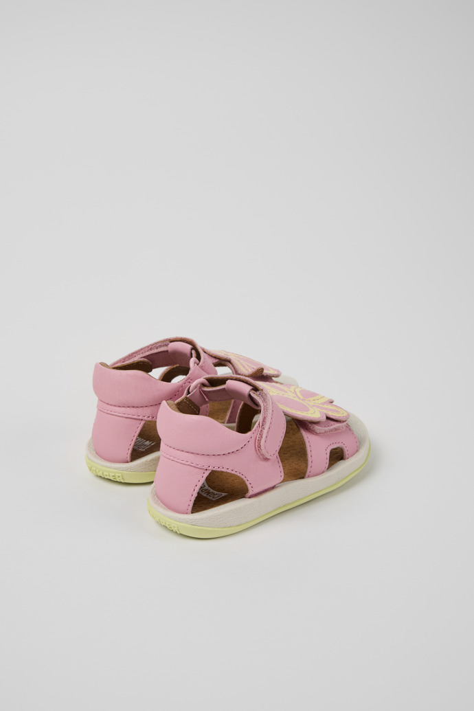 Back view of Twins Multicolor Leather Sandals for Kids.