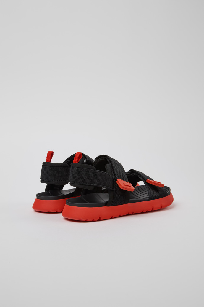 Back view of Oruga Black Textile Sandals for Kids.