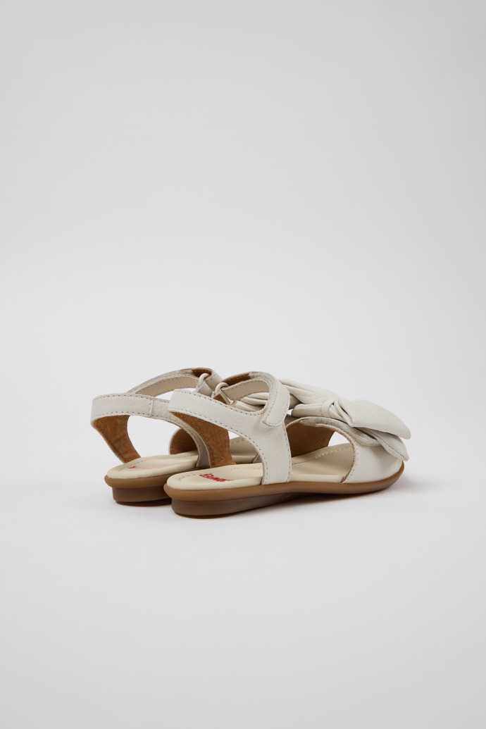 Back view of Right White Leather Sandals for Kids.