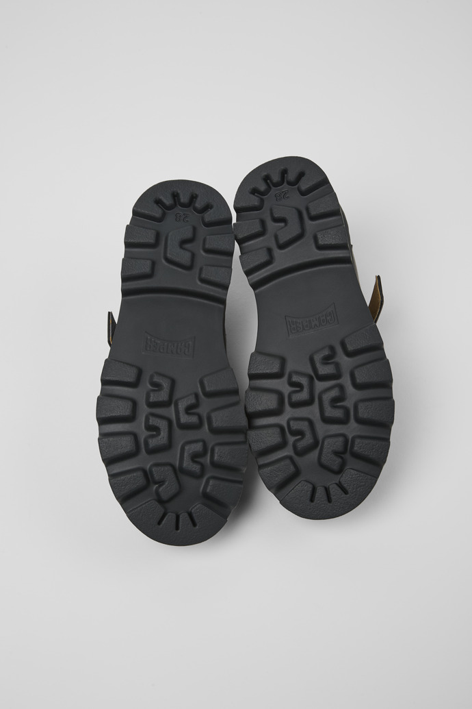 The soles of Brutus Black leather shoes for kids