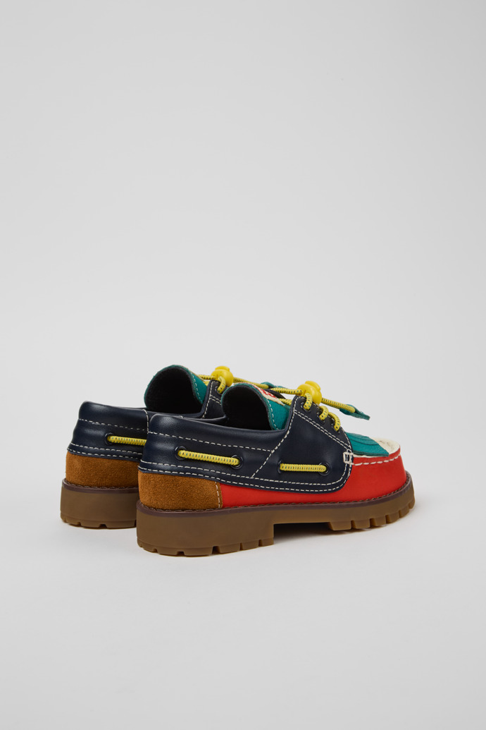 Back view of Bobo Choses x Camper Multicolor Leather and Nubuck Moccasins for Kids.