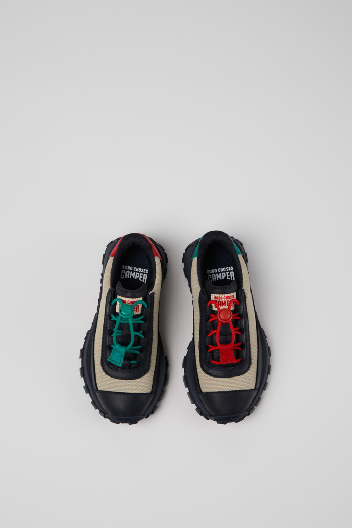 Overhead view of Bobo Choses x Camper Multicolor Textile and Leather Kids' Sneaker.