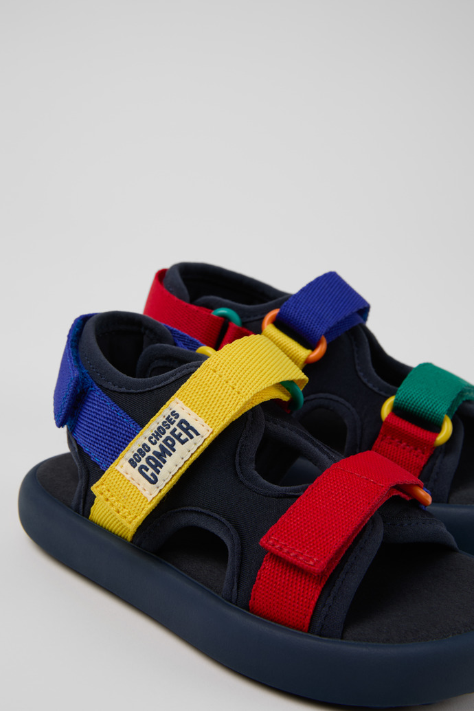 Close-up view of Bobo Choses x Camper Multicolor Textile Sandals for Kids.