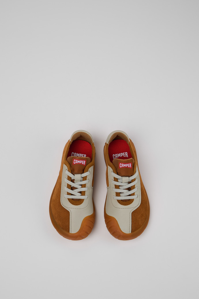 Overhead view of Peu Path Multicolor Nubuck Leather Sneakers for Kids.