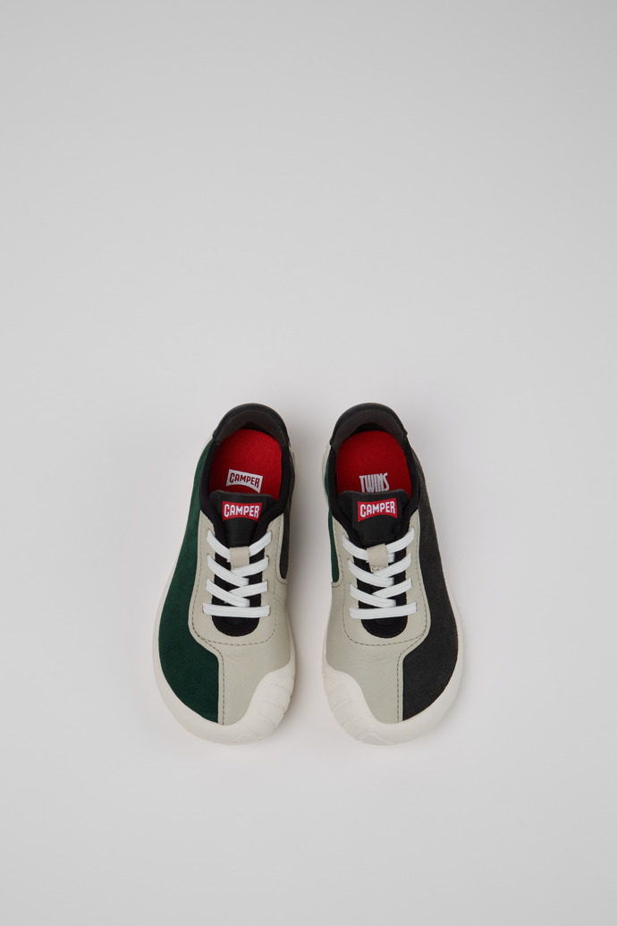 Overhead view of Twins Multicolor Nubuck and Leather Sneakers for Kids.