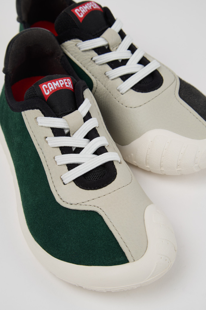 Close-up view of Twins Multicolor Nubuck and Leather Sneakers for Kids.